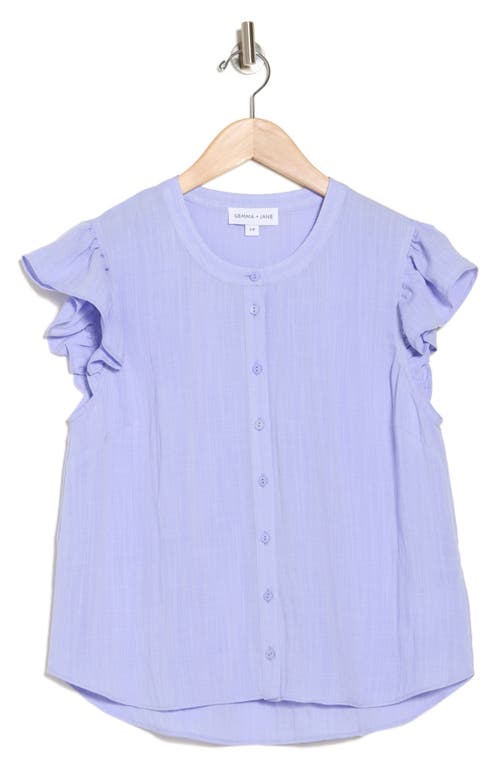 Gemma + Jane Ruffled Button-up Shirt In Violet