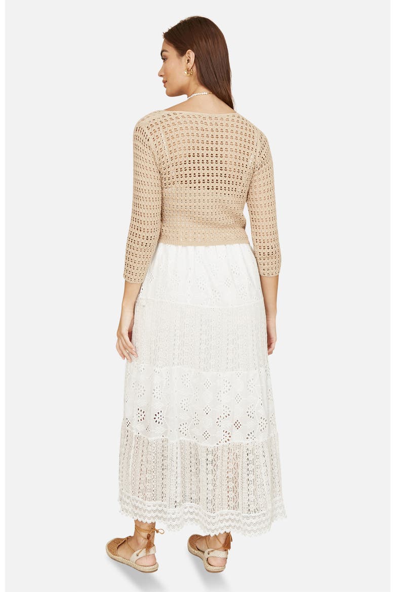 Crochet Cotton Twisted Bolero Cardigan, Alternate, color, Beige