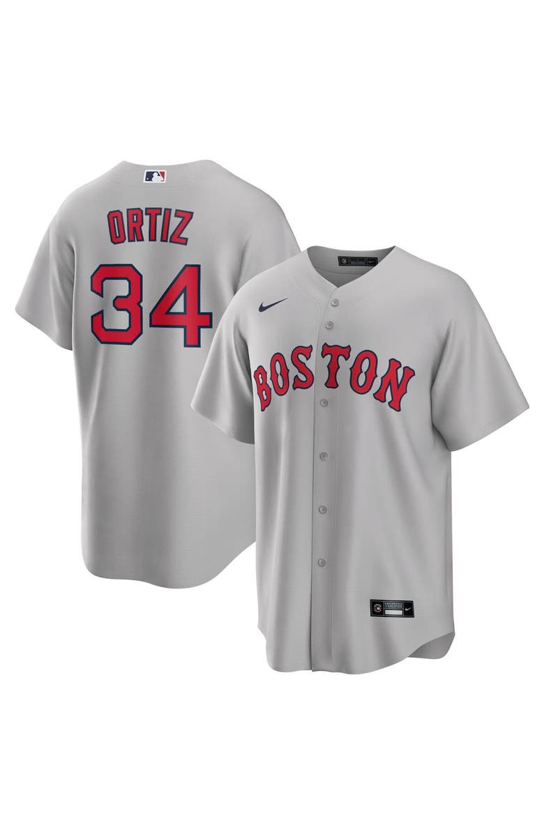 Nike Men's Nike David Ortiz Gray Boston Red Sox Road Replica Player Jersey, Main, color,