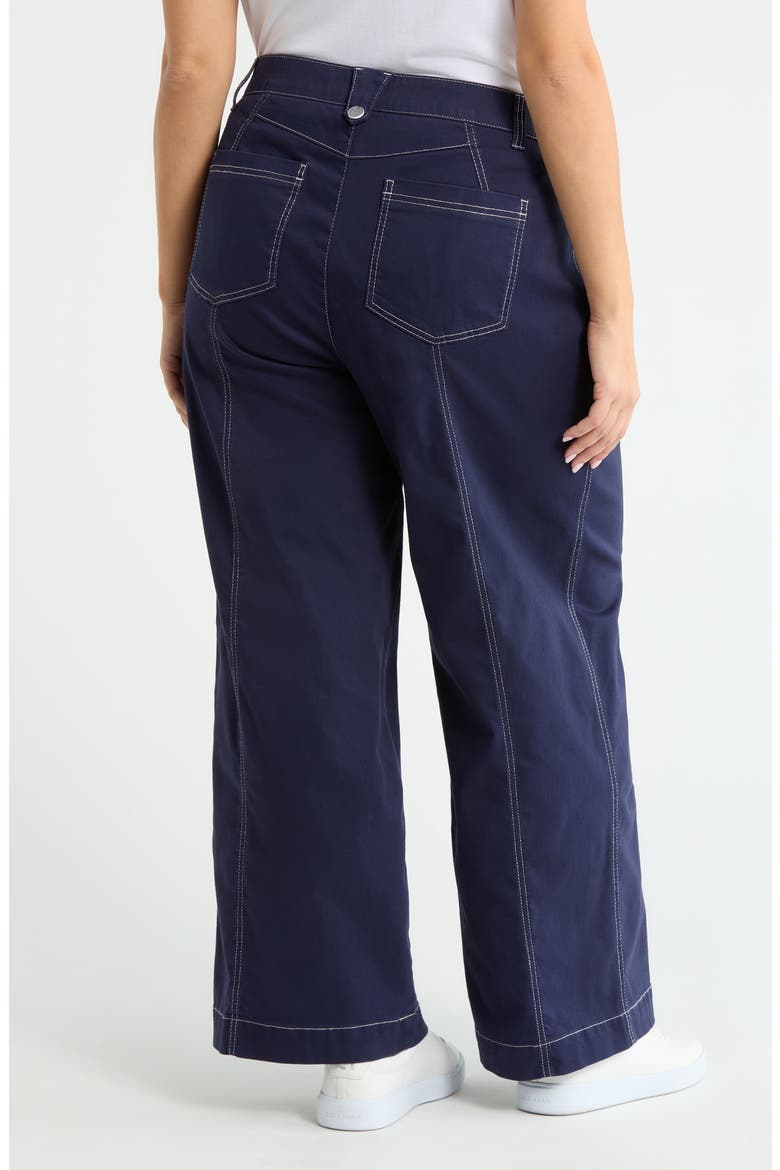 Skyrise Exposed Button Wide Leg Twill Pants, Alternate, color, EVENING BLUE