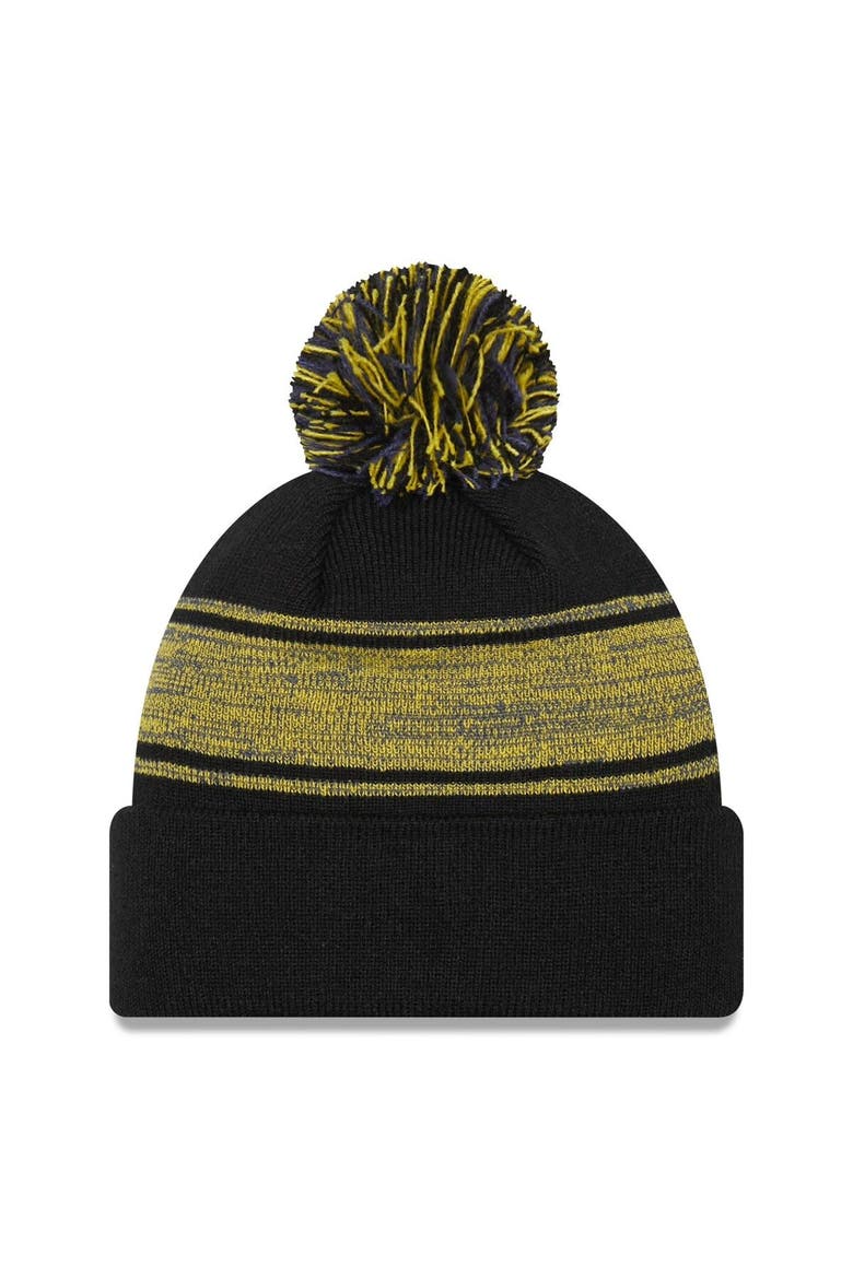 Men's New Era Navy Milwaukee Brewers Chilled Cuffed Knit Hat with Pom, Alternate, color, Navy