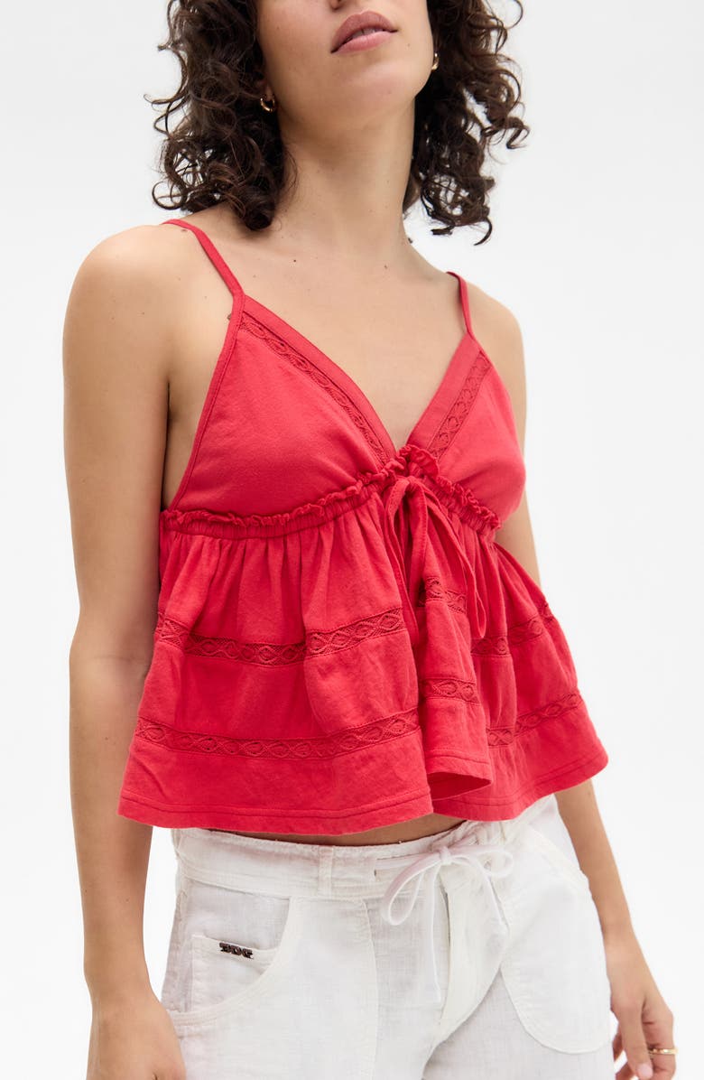 BDG Urban Outfitters Frill Babydoll Crop Camisole, Main, color, Red