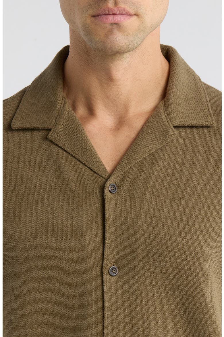 Bouclé Knit Short Sleeve Camp Shirt, Alternate, color, KALAMATA