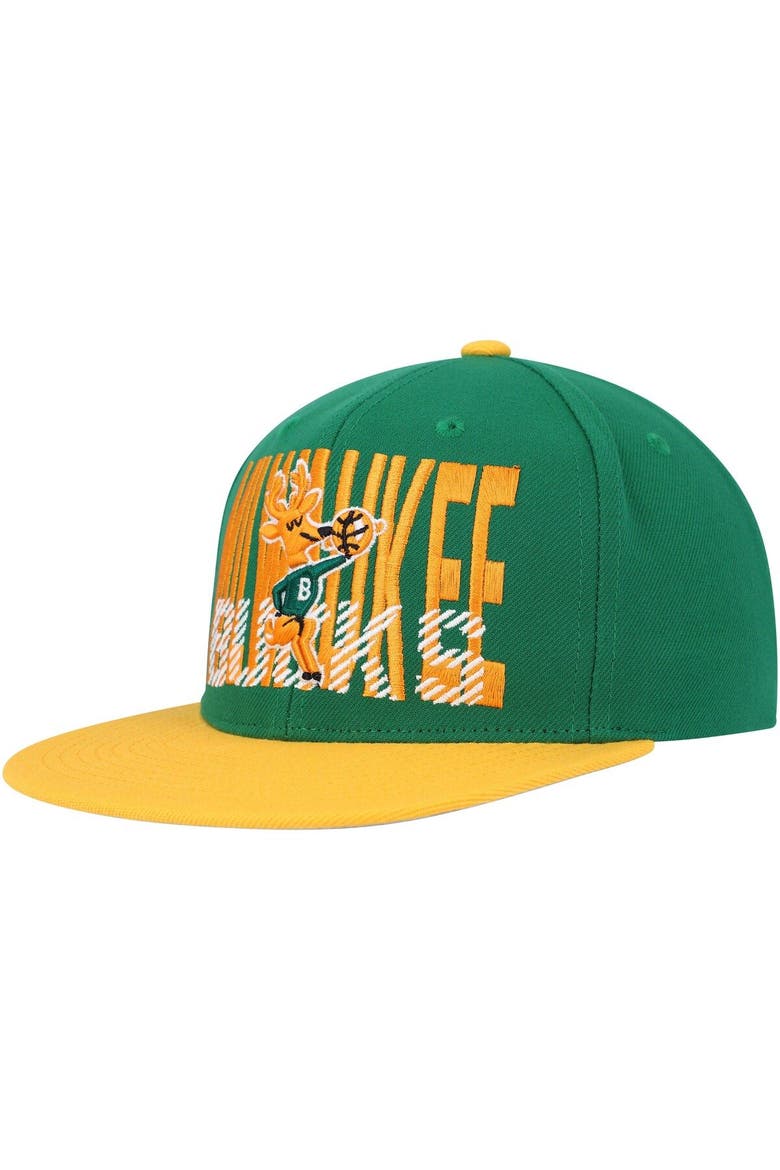 Men's Mitchell & Ness Hunter Green Milwaukee Bucks SOUL Cross Check Snapback, Main, color, Hunter Green