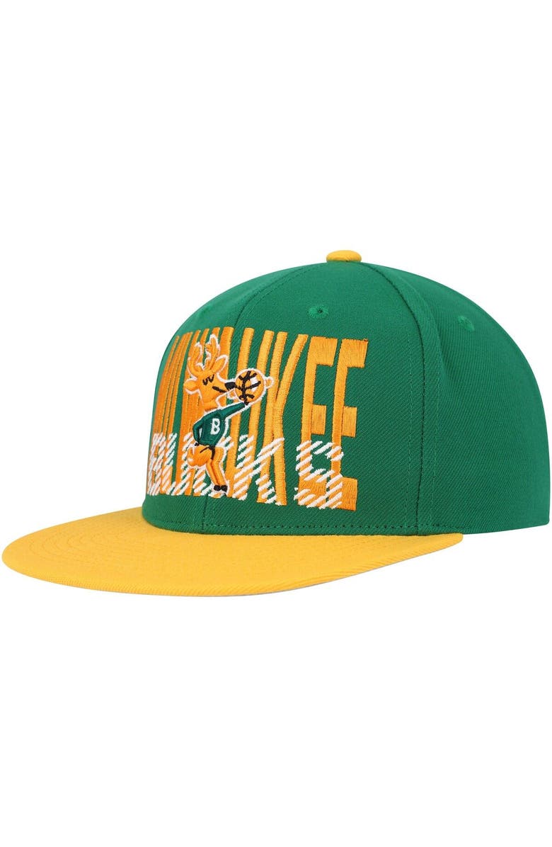 Mitchell & Ness Men's Mitchell & Ness Hunter Green Milwaukee Bucks SOUL Cross Check Snapback, Main, color, 