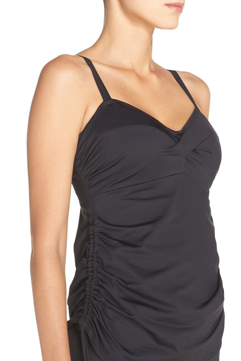 'Versailles' Underwire Tankini Top, Alternate, color, BLACK