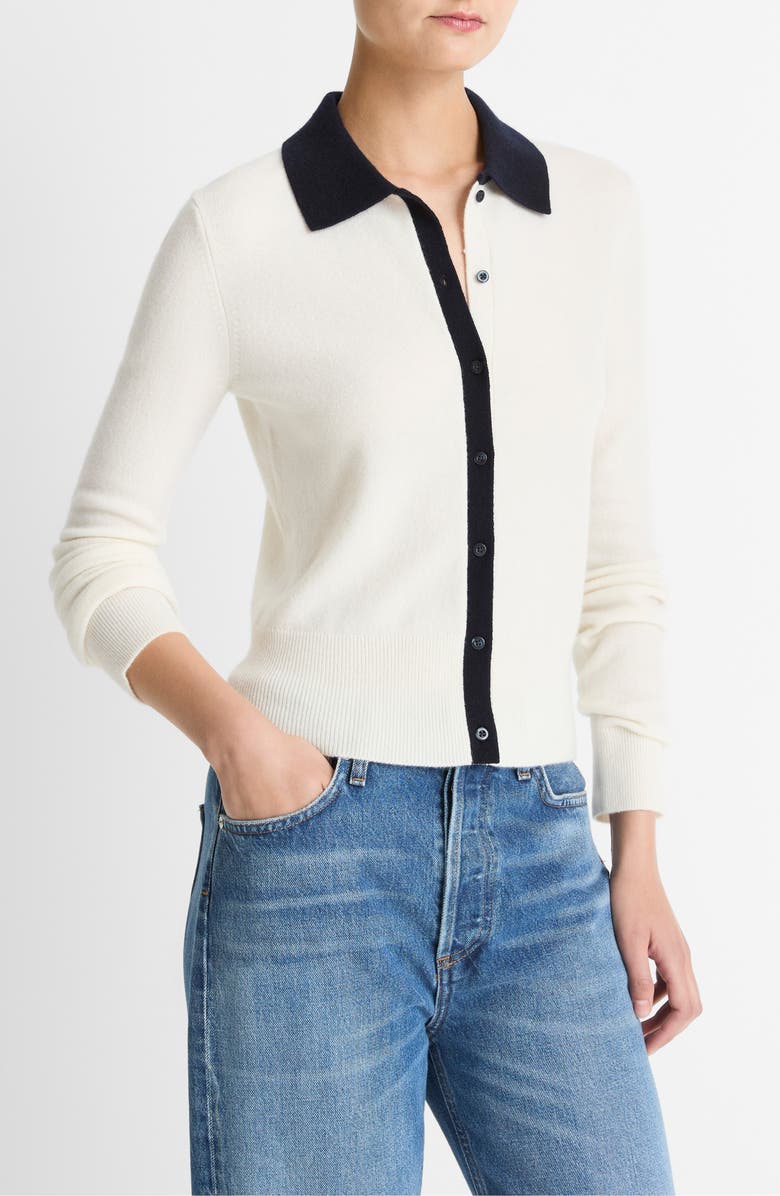 Vince Wool & Cashmere Blend Cardigan, Alternate, color, Off White/ Coastal