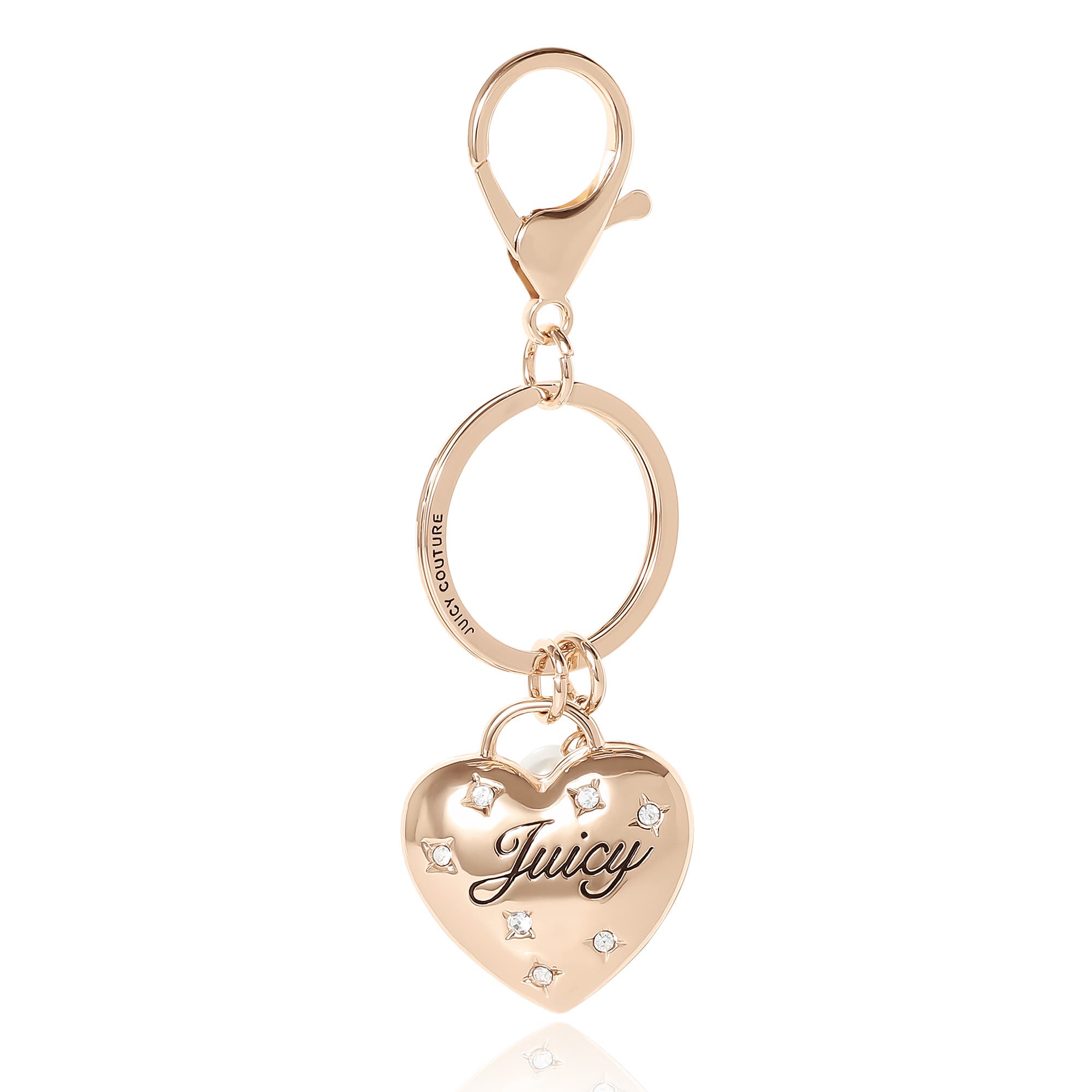 Juicy Couture Gold Heart Keychain with Pearls, Main, color, Gold