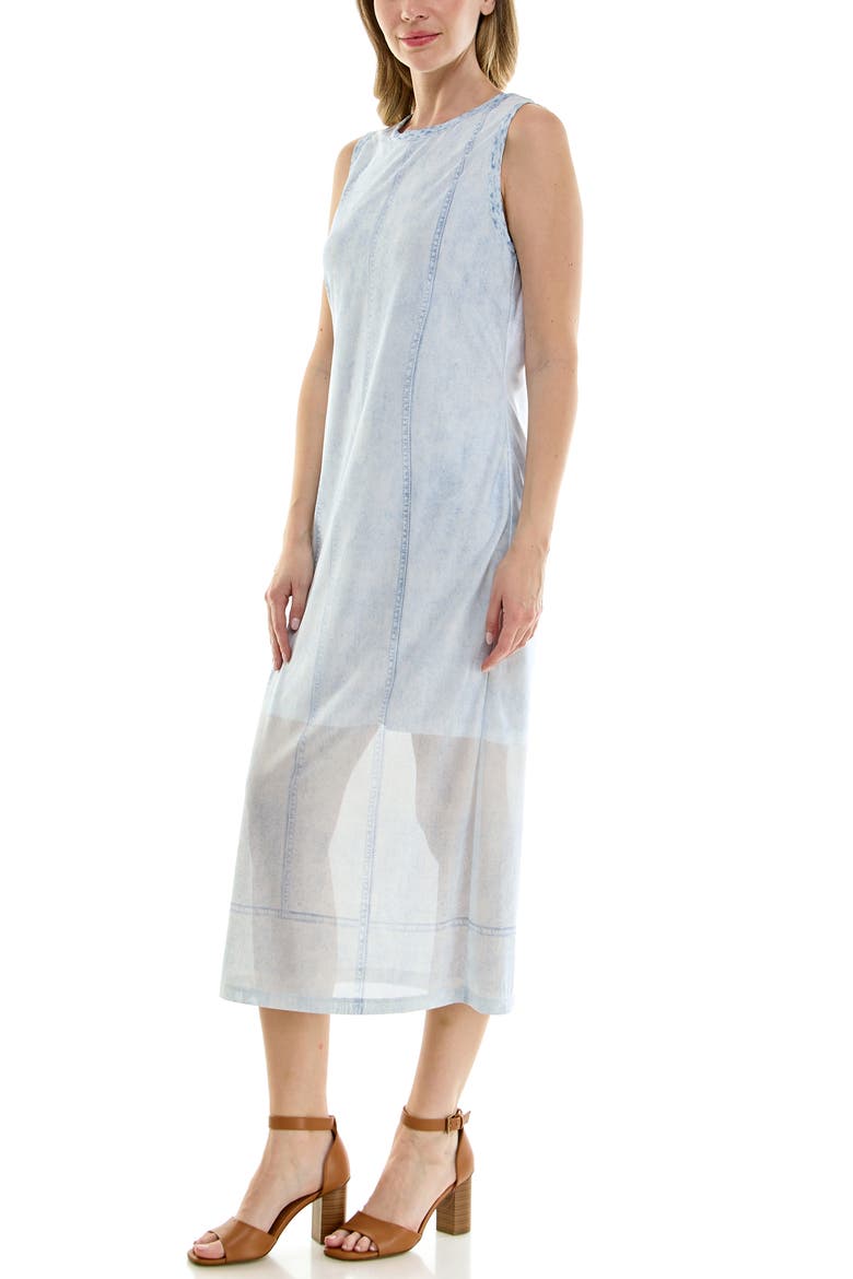 Printed Mesh Midi Tank Dress, Alternate, color, LIGHT DENIM PRINT