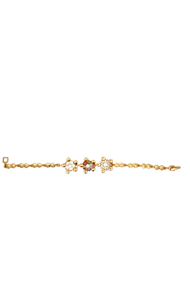 Multicolor Floral Station Bracelet, Alternate, color, Multicolor/Yellow Gold