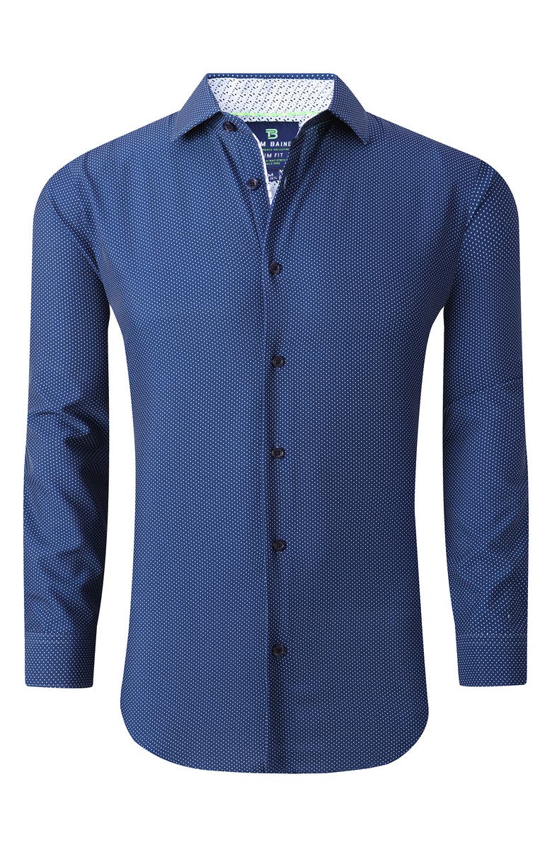 TOM BAINE Regular Fit Performance Stretch Long Sleeve Button Front Shirt, Alternate, color,