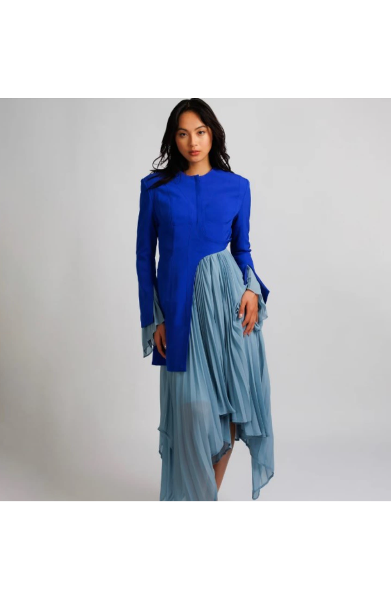 Chuks Collins Raye Pleated Gown, Alternate, color, Blue
