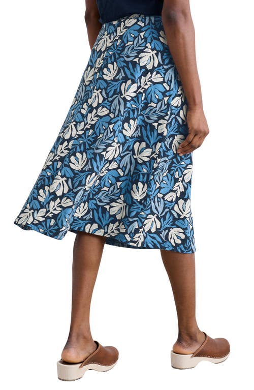 Seasalt Cornwall Rose A-line Stretch Organic Cotton Midi Skirt In Multi