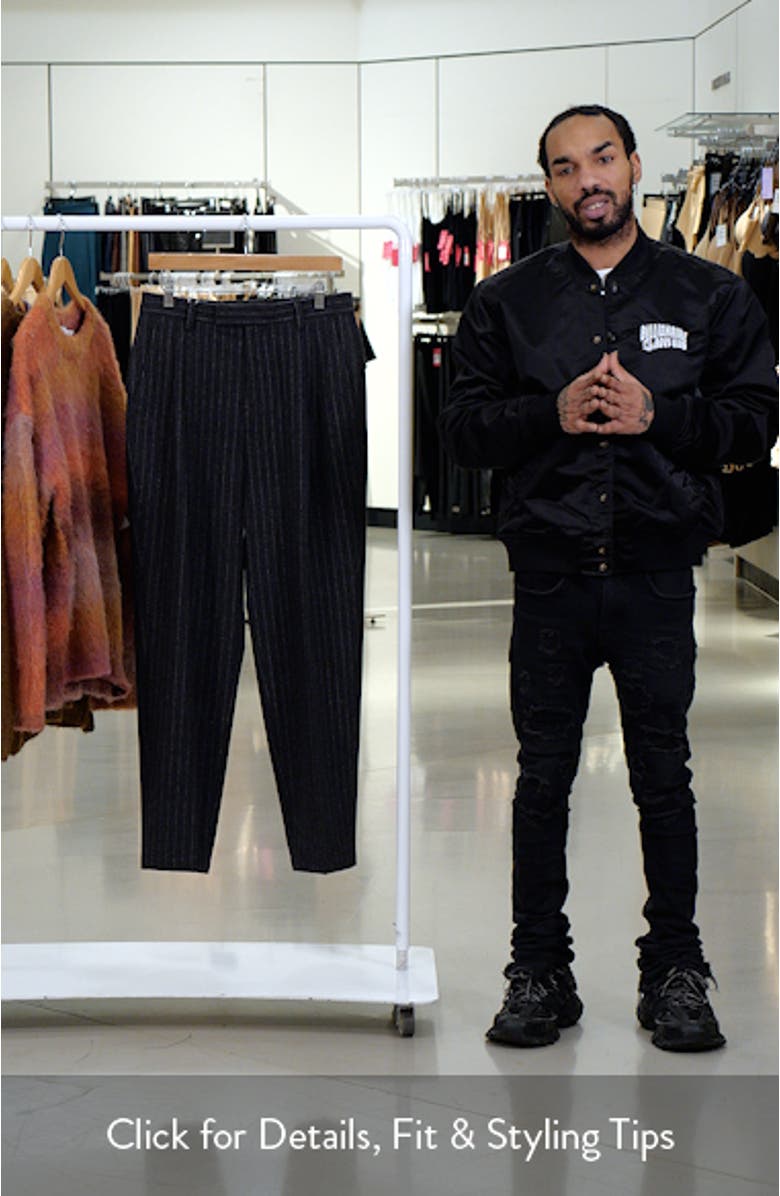 Pinstripe Wool Blend Wide Leg Pants, sales video thumbnail