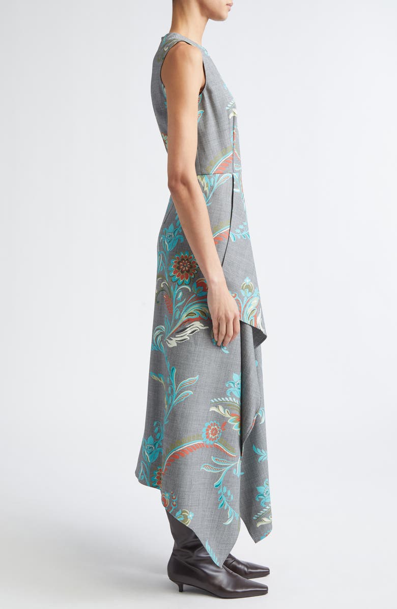 Etro Daffodil Print Sleeveless Dress, Alternate, color, Printed Black Base