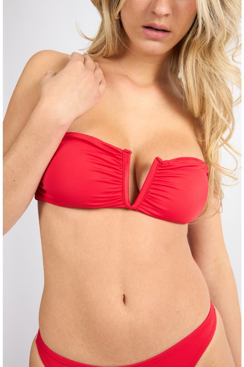 Strapless Bikini Top, Alternate, color, RED