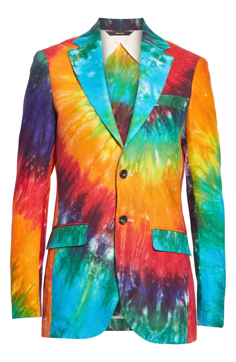 R13 Tie Dye Linen Boyfriend Blazer, Alternate, color, 