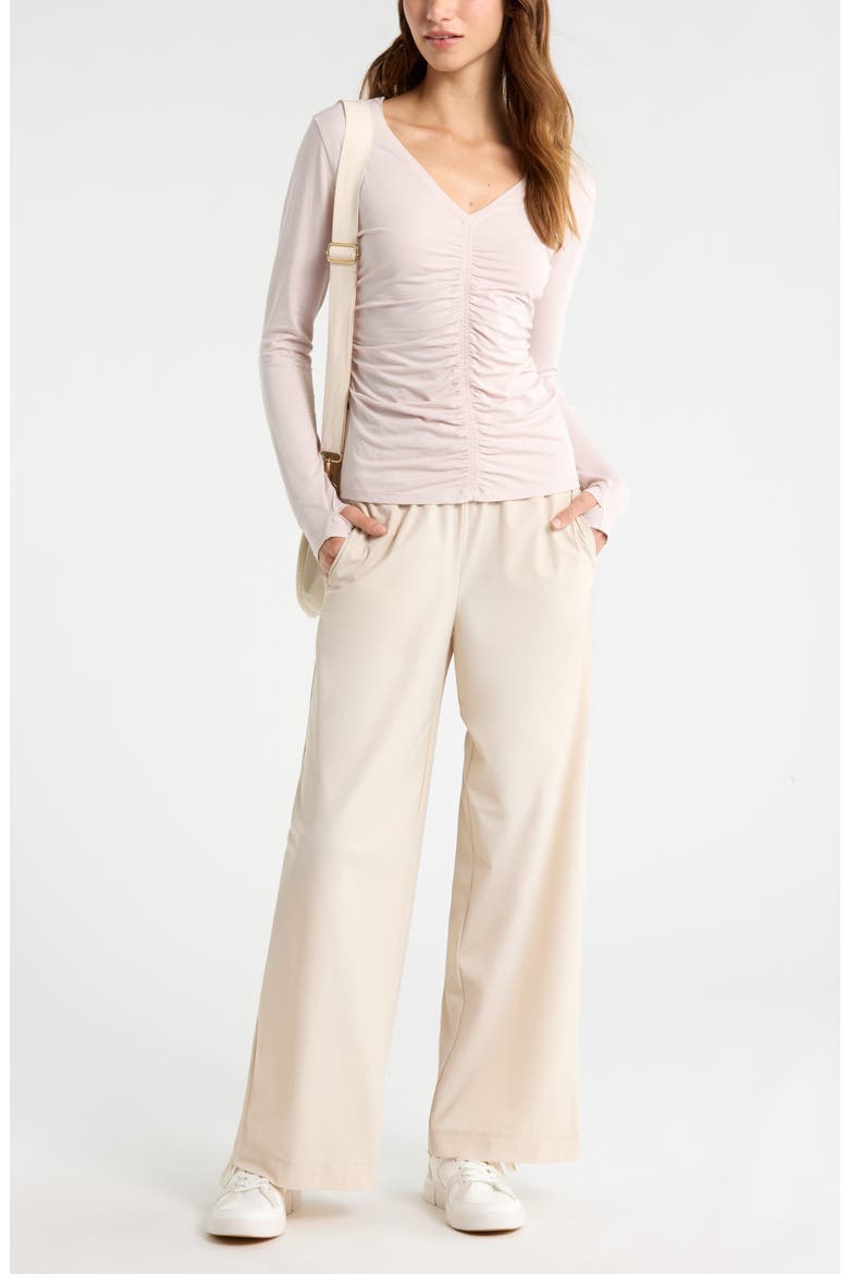 Ruched Long Sleeve T-Shirt, Alternate, color, PINK HUSH