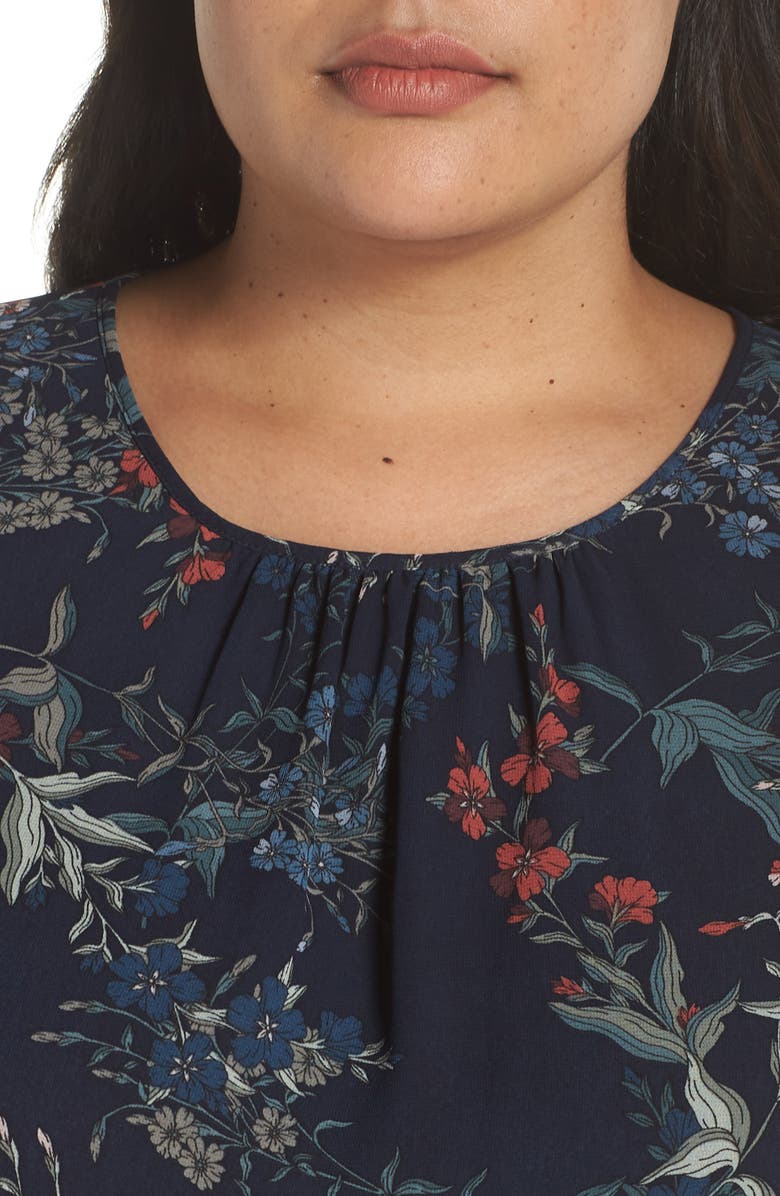 Vince Camuto Garden Floral Smocked Waist Midi Dress, Alternate, color, 