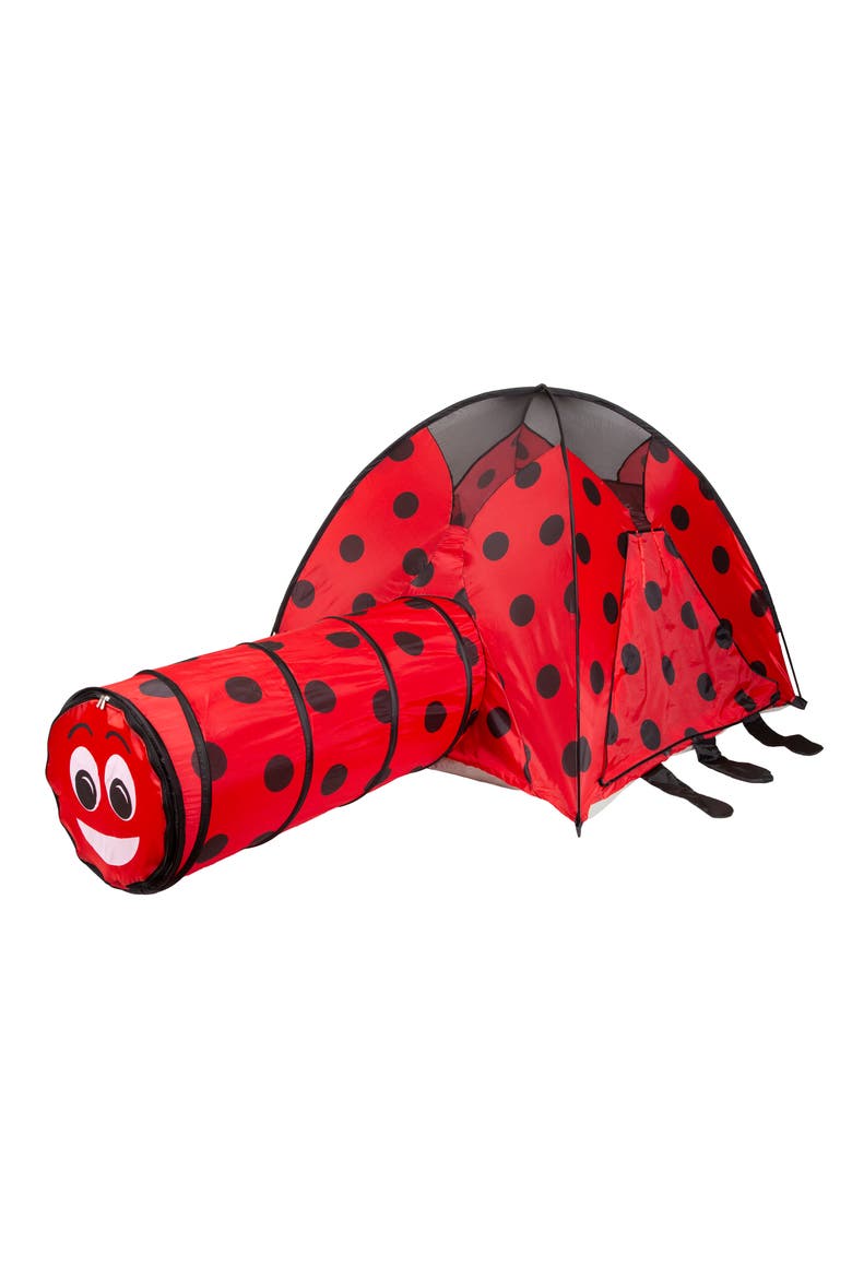 Ladybug Play Tent with Tunnel, Main, color, RED BLACK