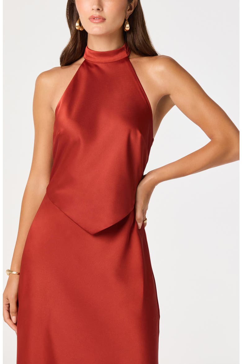 Viridiana Halter Neck Gown, Alternate, color, SIENNA