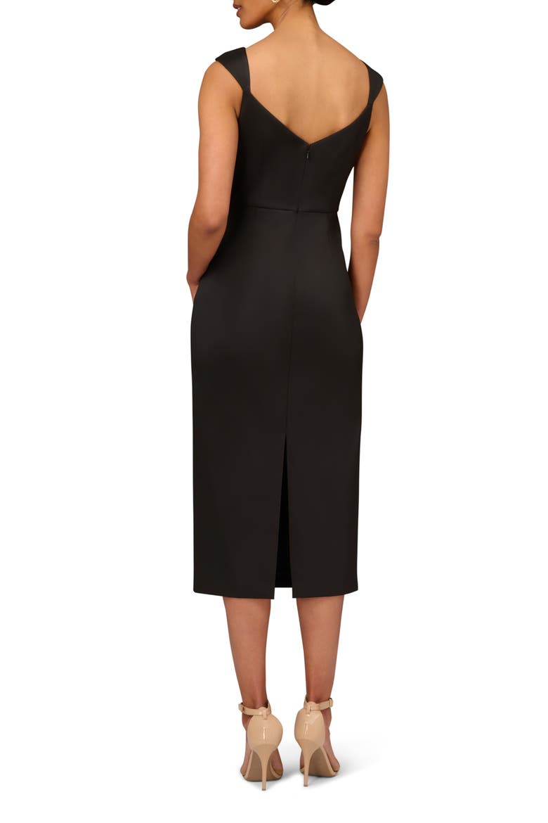 Stretch Mikado Cocktail Midi Dress, Alternate, color, BLACK