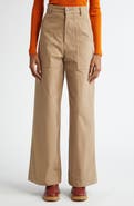 Moncler Cotton Stretch Gabardine Wide Leg Pants