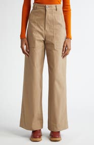 Moncler Cotton Stretch Gabardine Wide Leg Pants