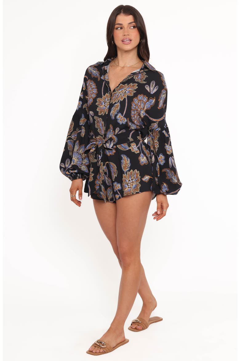 Pali Floral Long Sleeve Romper, Alternate, color, BLACK FLORAL