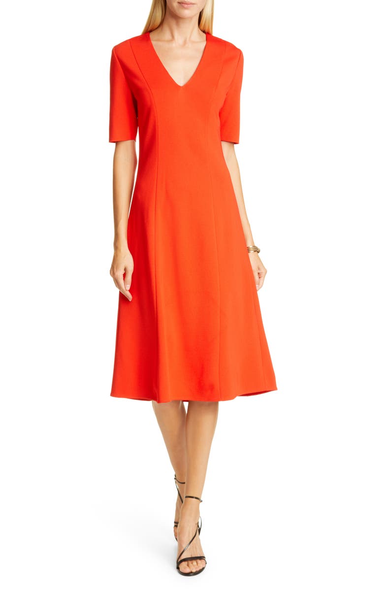 St. John Collection V-Neck Milano Sweater Dress, Main, color, 