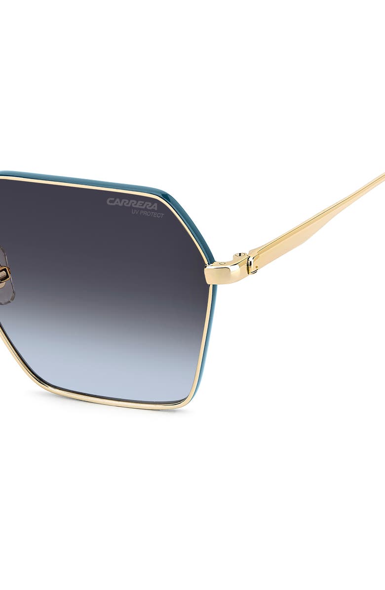Carrera Eyewear 60mm Gradient Rectangular Sunglasses, Alternate, color, Gold Teal/ Dark Grey