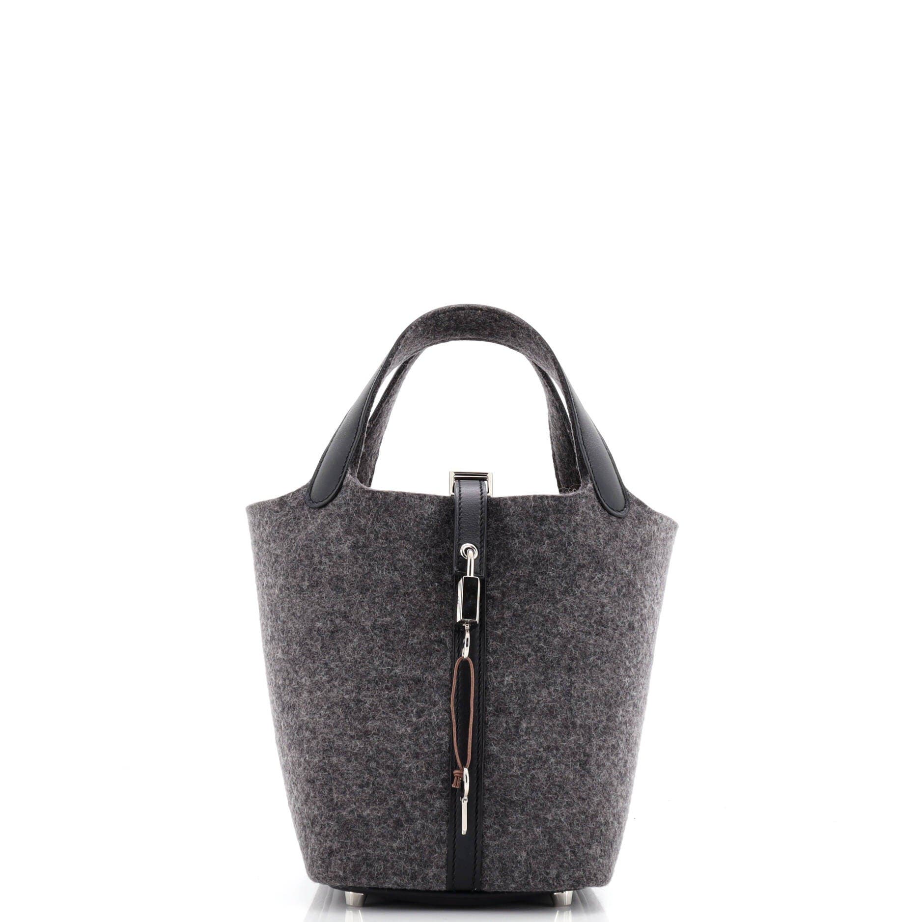 Picotin Lock Bag Felt with Leather PM, Main, color, Grey