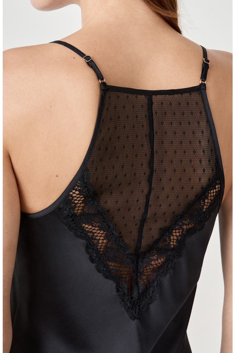 Attitude Nuisette Satin Chemise, Alternate, color, BLACK
