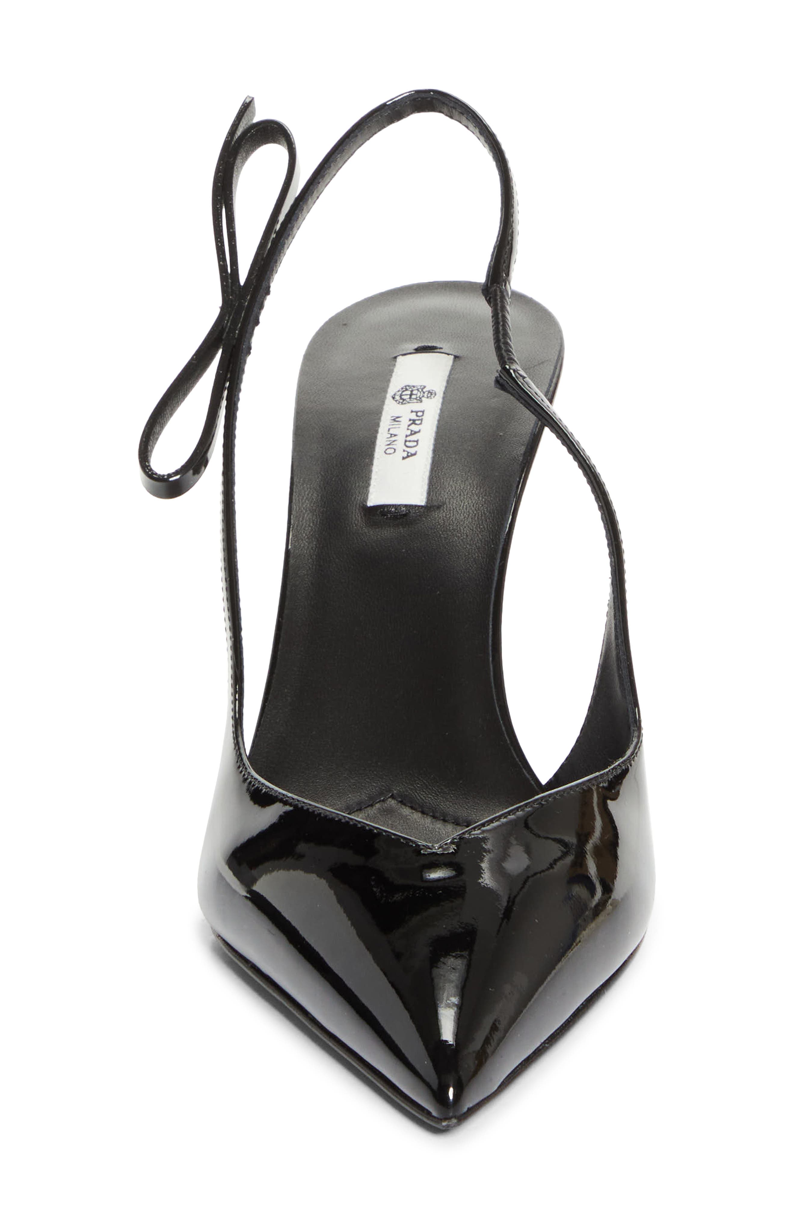 Prada Bow Ponted Toe Slingback Pump, Alternate, color, Nero