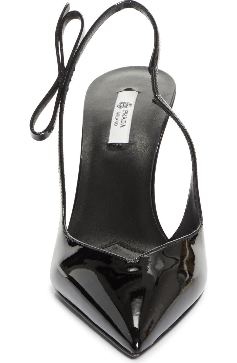 Prada Bow Ponted Toe Slingback Pump, Alternate, color, Nero