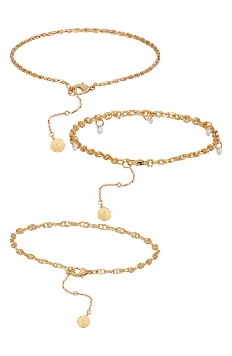 Vince Camuto 3-Piece Charm Anklet Set, Main, color,