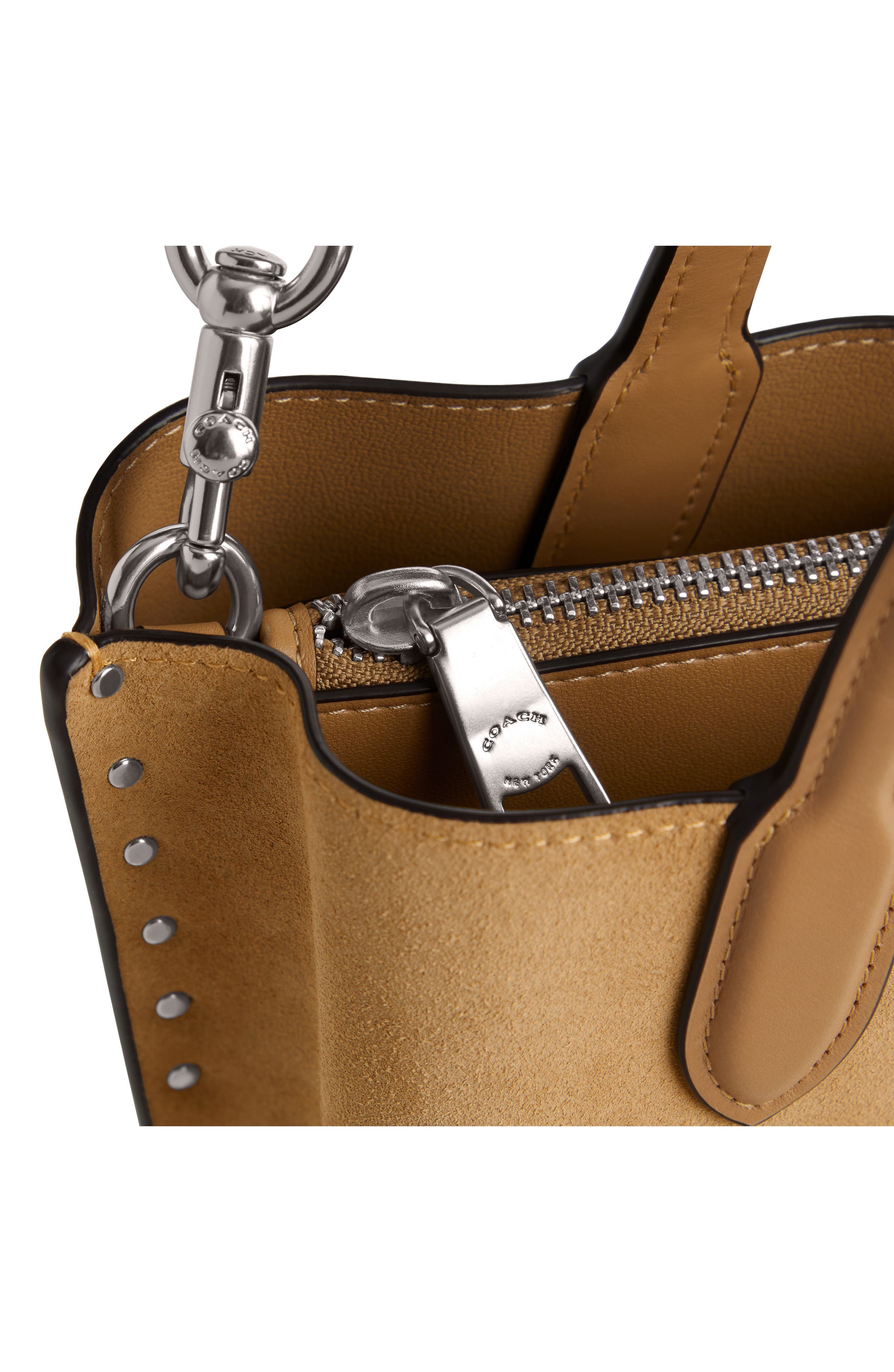 COACH Studded Mixed Leather Tote, Alternate, color, 