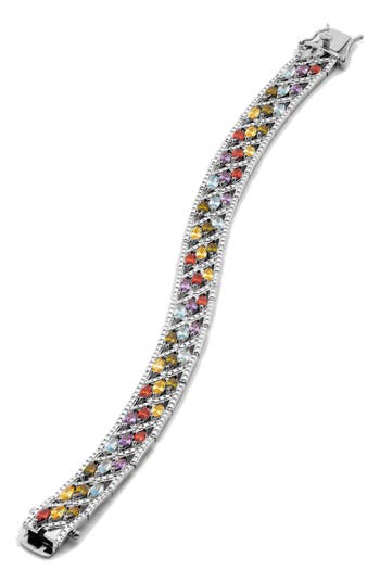 Savvy Cie Jewels Multicolor Cz Channel Bracelet In Metallic