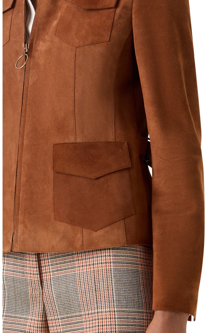 Goatskin Suede Shirt Jacket, Alternate, color, HAZEL