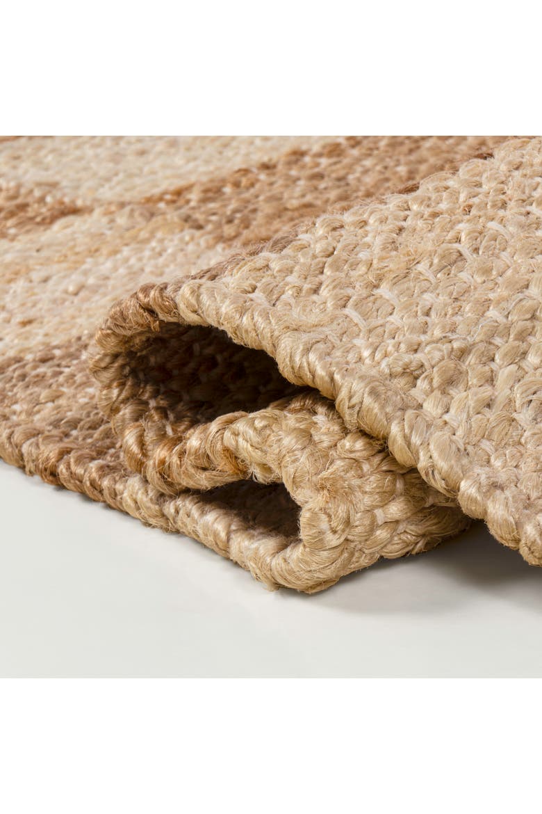 Theo Modern Farmhouse Woven Jute Checkerboard Area Rug, Alternate, color, Natural/Bleach