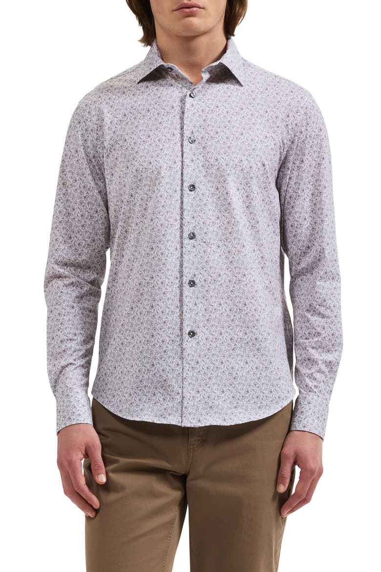 James OoohCotton Floral Button-Up Shirt, Main, color, BURGUNDY