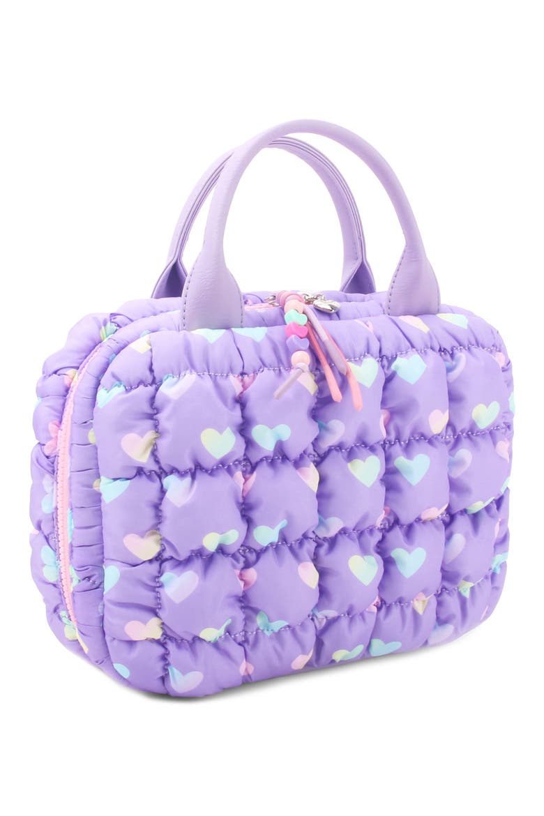 Kids' Heart Print Scrunch Lunch Bag, Alternate, color, LAVENDER