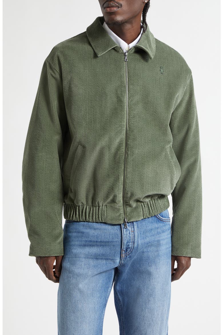Cotton Waffle Cord Bomber Jacket, Main, color, CYPRESS