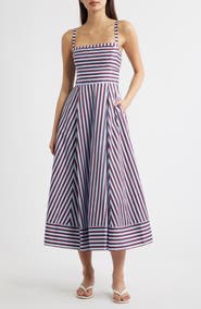 Hill House Home The Margot Stripe Fit & Flare Midi Dress