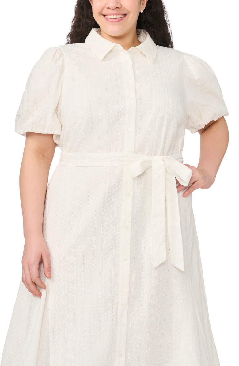 CeCe Embroidered Tie Waist Maxi Shirtdress, Alternate, color, New Ivory
