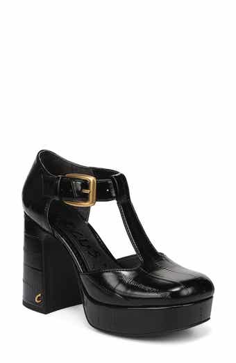Idalia Croc Embossed Faux Leather T-Strap Pump