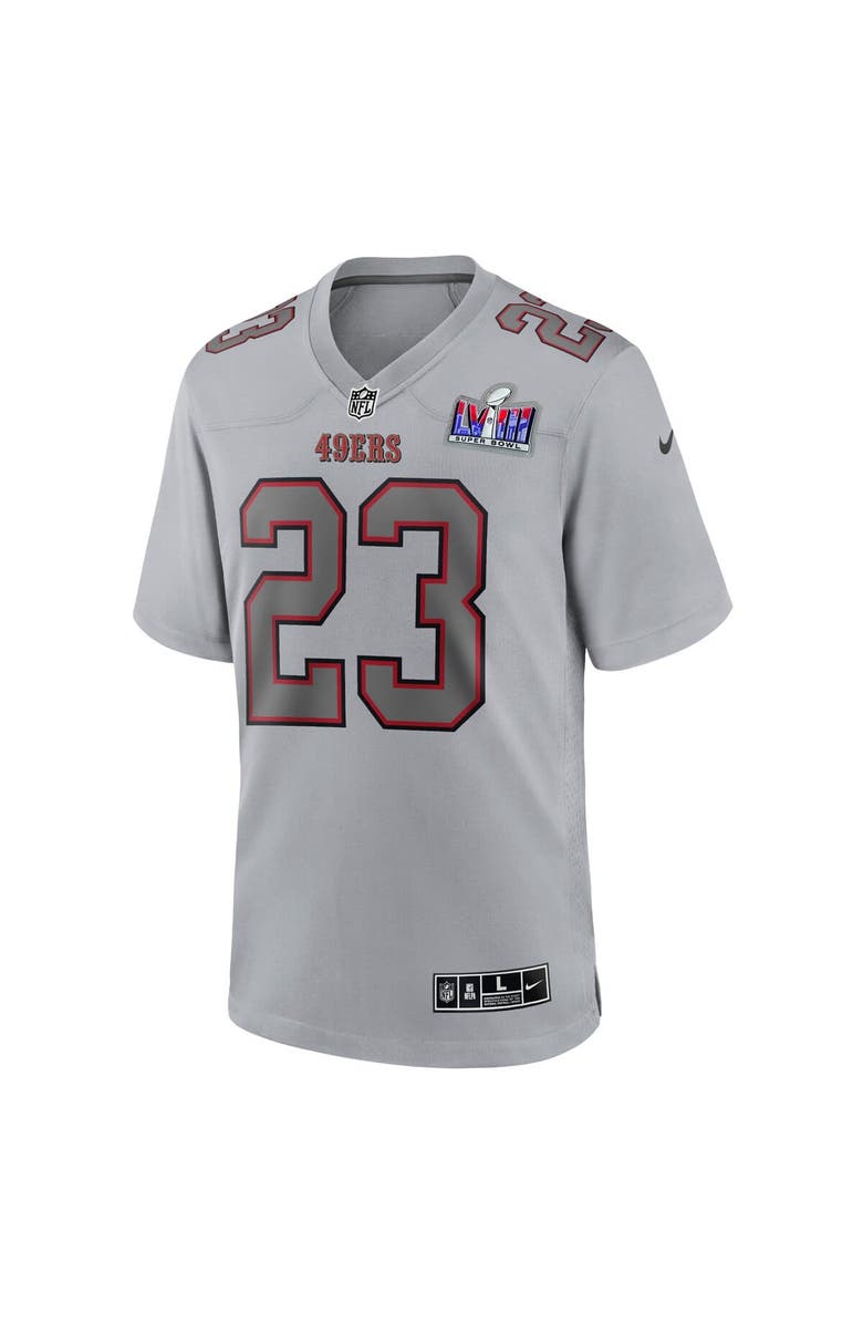 Nike Men's Nike Christian McCaffrey Gray San Francisco 49ers Super Bowl LVIII Atmosphere Fashion Game Jersey, Alternate, color, 
