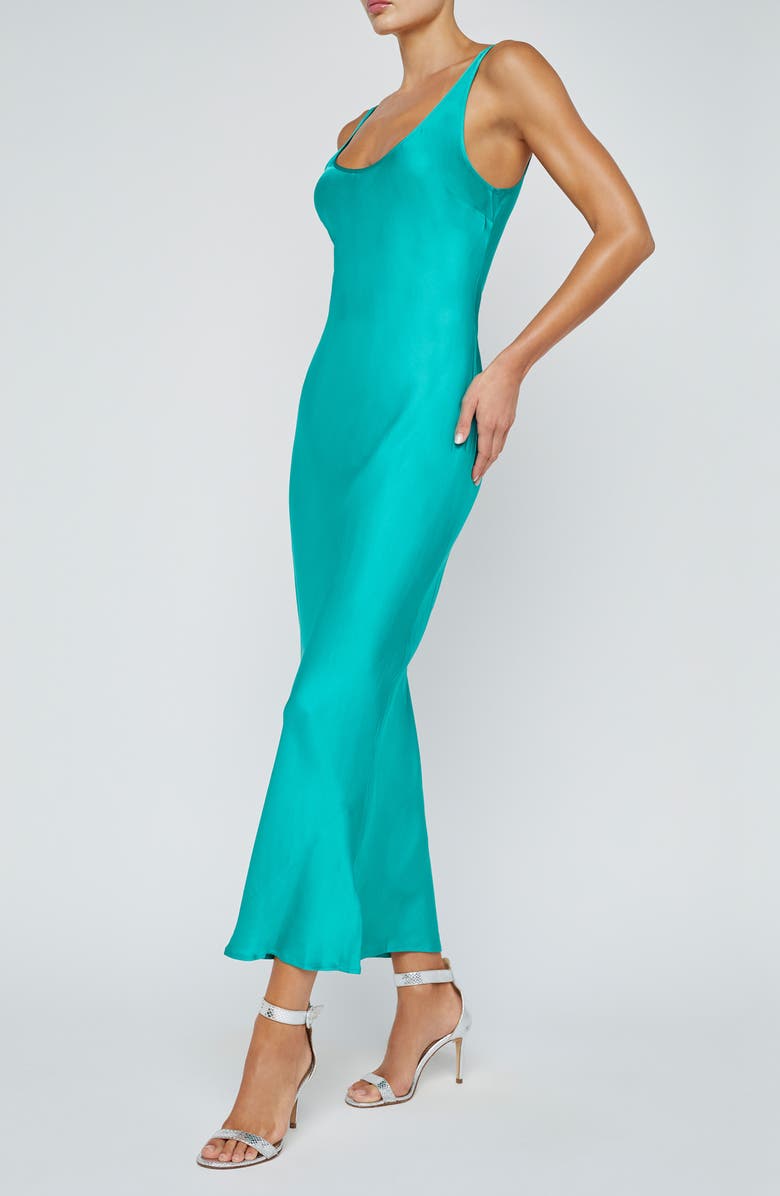 L'AGENCE Akiya Satin Tank Maxi Dress, Alternate, color, Bright Jad
