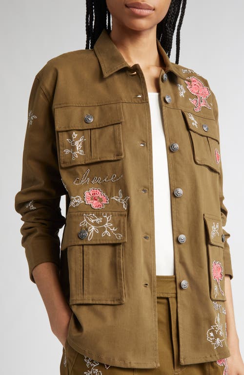 Cinq À Sept Desert Rose Vera Embroidered Utility Jacket In Brown
