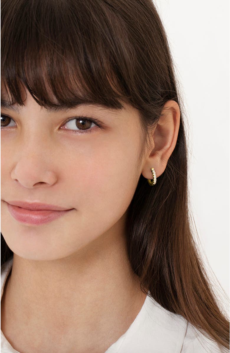 In Season Jewelry Small Multi Clear Cubic Zirconia Huggie Plated Earrings, Alternate, color, 